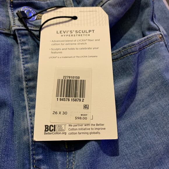 Levi’s Mile High Super Skinny Jeans Skinny 26 x 30 NWT - Picture 8 of 9